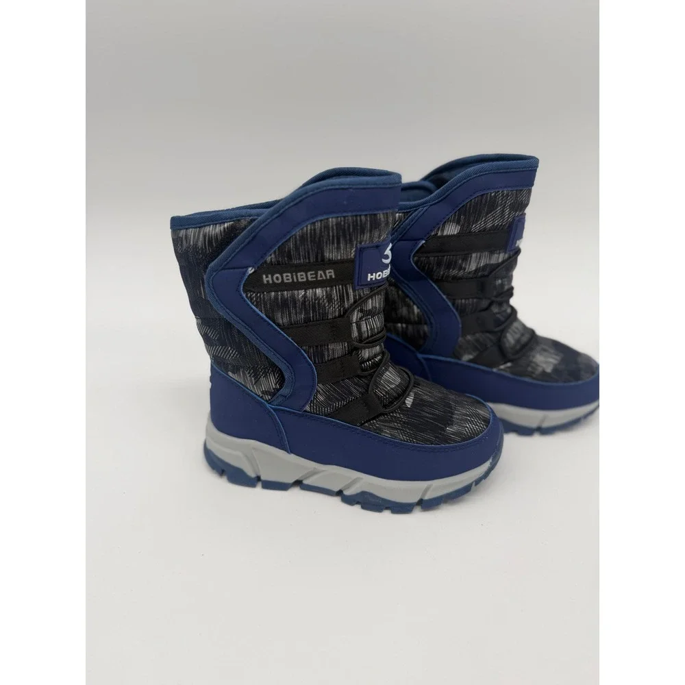 HobiBear Kids Blue Camo Winter Snow Boots Lined Size 12.5 Little Kids